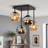 Moderne Cluster-plafondlamp Koyoto met 4 glazen bollen in amber, chroom en rookkleur