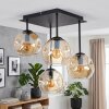 Moderne Cluster-plafondlamp Ripoll met vier amberkleurige glazen bollen