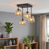 Moderne Cluster-plafondlamp Ripoll met vier amberkleurige glazen bollen