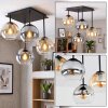 Cluster-plafondlamp Koyoto met 4 glazen bollen in amber, helder en rookglas ø 15 cm