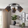 Alsen 3-lichts plafondlamp met draaibare spots en kap met rasterpatroon