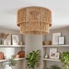 Boho plafondlamp Tamir, bruine metalen constructie met schermopbouw in natuurlijke kleuren