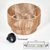 Boho plafondlamp Tamir, bruine metalen constructie met schermopbouw in natuurlijke kleuren
