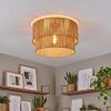 Boho plafondlamp Tamir met dubbele bruine cilindrische touwkappen in natuurlijke kleuren