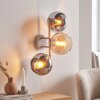 Moderne bolvormige wandlamp Koyoto met 3 glazen kappen in chroom, rookkleurig en amber