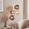 Moderne wandlamp Gastor met drie bollen in rook- en amberkleurig glas, E14