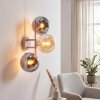 Moderne wandlamp Gastor met drie bollen in rook- en amberkleurig glas, E14
