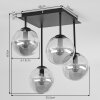 Moderne Cluster-plafondlamp Gastor met 4 glazen kappen in rookkleur, amber en helder