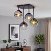 Cluster-plafondlamp Gastor met 4 moderne glazen bollen in blauw, groen en helder