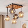 Moderne cluster-plafondlamp Koyoto met 5 rook- en amberkleurige glazen bollen