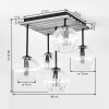 Moderne cluster-plafondlamp Koyoto met houten lamellenplaat, amberkleurige glazen bollen
