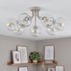 Moderne cluster-plafondlamp Ripoll met 7 heldere glazen bollen, in zandkleur