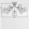 Moderne cluster-plafondlamp Ripoll met 7 heldere glazen bollen, in zandkleur
