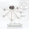 Moderne cluster-plafondlamp Ripoll met 7 heldere glazen bollen, in zandkleur