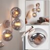Moderne zandkleurige cluster-wandlamp Gastor met drie rook- en heldere glazen bollen