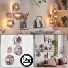 Wandlamp Gastor, 2-delige set met verticale rook- en heldere glazen bollen