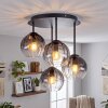 Moderne Cluster-plafondlamp Koyoto met 4 rookkleurige en heldere glazen bollen, E14