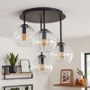 Moderne Cluster-plafondlamp Koyoto met 4 heldere glazen bollen voor de eettafel