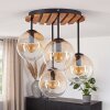 Moderne cluster-plafondlamp Gastor met 4 amberkleurige en heldere glazen bollen