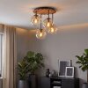 Moderne cluster-plafondlamp Gastor met 4 amberkleurige en heldere glazen bollen