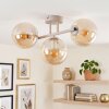 Moderne cluster-plafondlamp Gastor met drie amberkleurige glazen bollen, E14