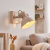 Boho wandlamp Orny, houten wandplaat in natuurlijke kleuren, draaibare lampkop
