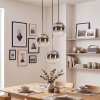 Cluster-hanglamp Gastor met 3 ronde schermen, armatuur zandkleurig, voor de eettafel