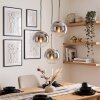 Cluster-hanglamp Gastor met 3 ronde schermen, armatuur zandkleurig, voor de eettafel