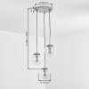 Cluster-hanglamp Gastor met 3 ronde schermen, armatuur zandkleurig, voor de eettafel