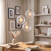 Hanglamp Gastor met drie ronde glazen kappen, hoogteverstelbaar bij montage voor de eettafel