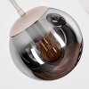 Sandkleurige clusterhanglamp Gastor met 3 rookkleurige glazen bollen voor de eettafel