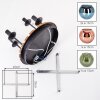Cluster-plafondlamp Koyoto met houten lamellen en blauwe glazen bollen