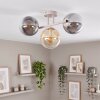Globe-plafondlamp Gastor met drie glazen schermen in amber, rookkleurig en helder
