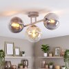 Globe-plafondlamp Gastor met drie glazen schermen in amber, rookkleurig en helder