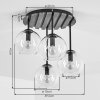 Boho cluster-plafondlamp Koyoto met 4 goudkleurige glazen bollen en houten lamellen