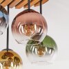Boho-Cluster-plafondlamp Koyoto met houten lamellen in natuurlijke kleuren en 4 lichtpunten
