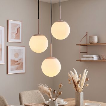 Cluster-hanglamp Gastor, verstelbaar bij montage, drie witte glazen bollen voor de eettafel