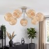 Cluster-plafondlamp Basto met 7 gevlochten bamboekappen in natuurlijke tinten