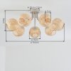 Cluster-plafondlamp Basto met 7 gevlochten bamboekappen in natuurlijke tinten