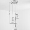 Cluster-hanglamp Gastor met 3 glazen bollen in amber en helder, voor de eettafel