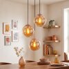 Moderne Cluster-hanglamp Gastor met 3 amberkleurige glazen bollen voor de eettafel