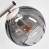 3-lichts wandlamp Koyoto in zandkleur met ronde glazen kappen in rook en amber, set van 2