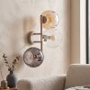 Moderne wandlamp Koyoto met drie ronde glazen bollen in helder, amber en rook