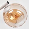 Moderne wandlamp Koyoto met drie ronde glazen bollen in helder, amber en rook