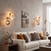 Moderne wandlamp Koyoto, 2-delige set met drie ronde glazen bollen in rookkleur