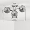 Cluster-plafondlamp Koyoto met drie geribbelde glazen kappen in rook, amber en helder