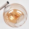 Moderne wandlamp Koyoto met 3 amberkleurige glazen bollen op metalen staaf