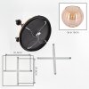 Boho cluster-plafondlamp Koyoto met houten lamellenplaat en 5 amberkleurige glazen bollen