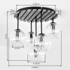 Cluster-plafondlamp Koyoto met 5 geribbelde glazen bollen in rookkleur en amber