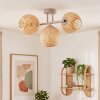 Boho plafondlamp Basto met drie gevlochten bolkappen in natuurlijke kleuren